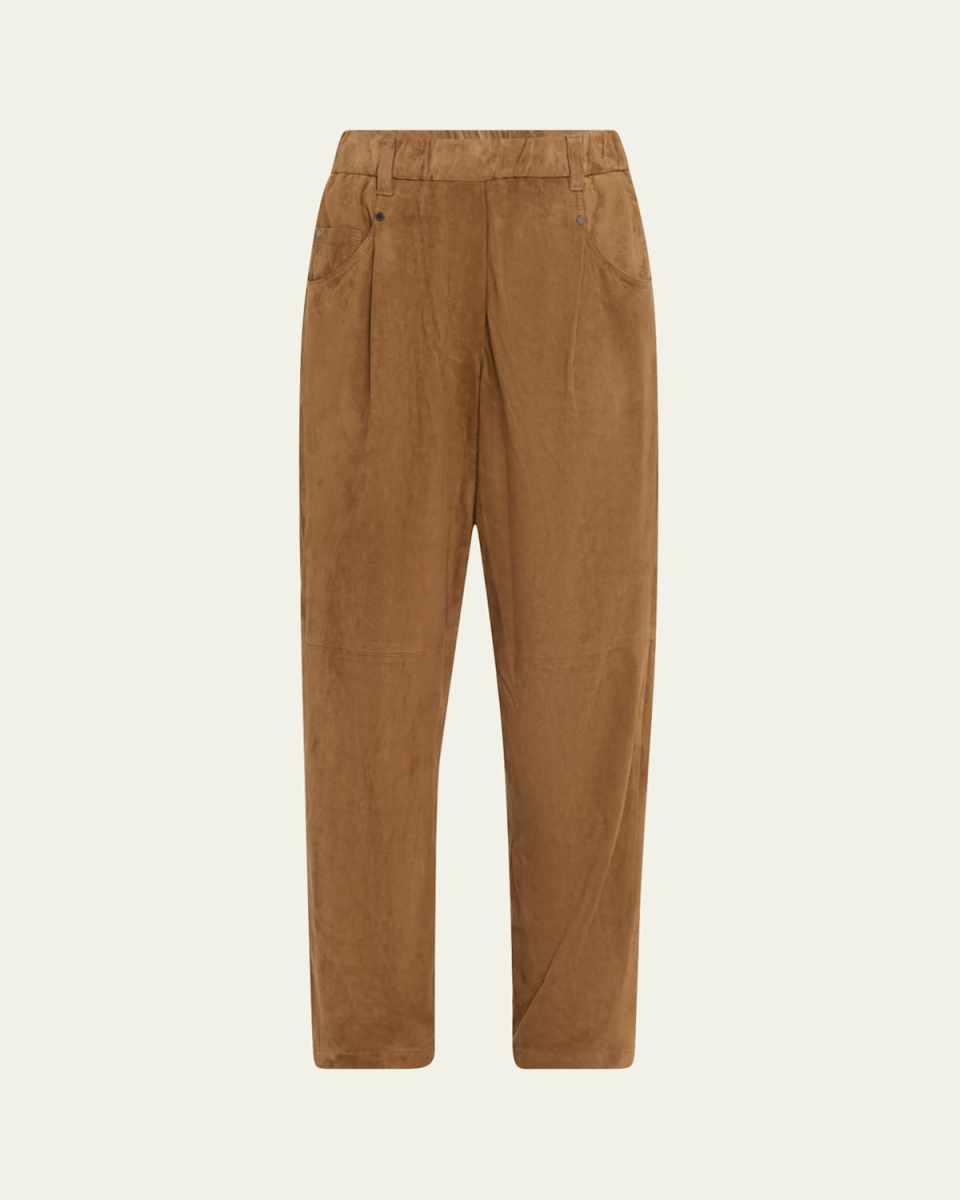 Suede Cropped Pull-On Pants